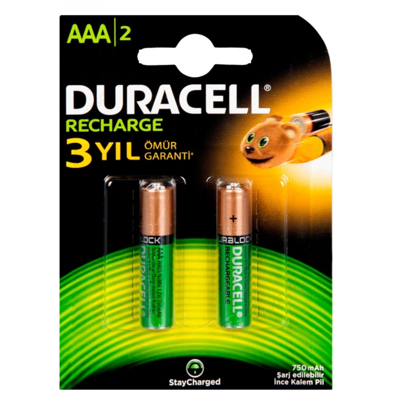 DURACELL 750mah RECHARGEABLE (AAA) İNCE PİL 2'Lİ