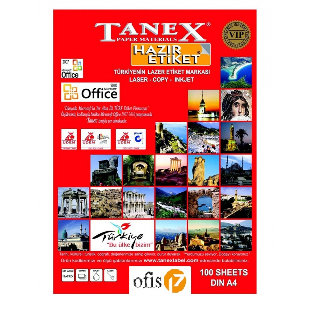 TANEX LASER ETİKET 100'LÜ 99,1x38,1mm (TW-2014)