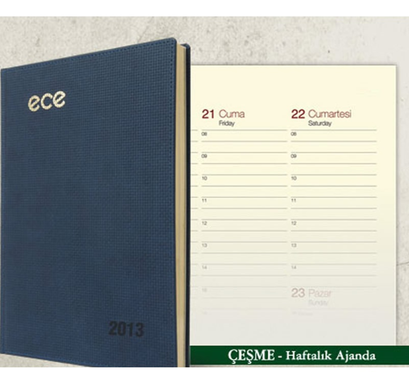 ECE Çeşme 20x28 Haftalık Ajanda 2023 ( Karışık Renk )