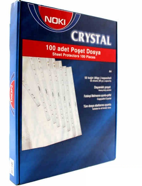 NOKI POŞET DOSYA CRİSTAL MAVİ ŞERİTLİ 100 LÜ